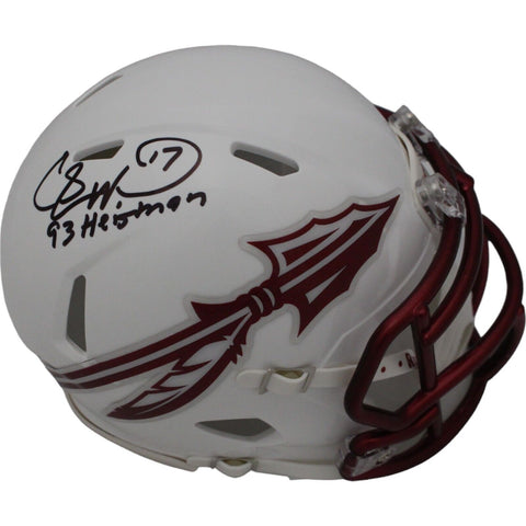 Charlie Ward Signed Florida State Seminoles White Mini Heisman BAS 44429