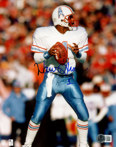 Warren Moon Autographed Houston Oilers 8x10 Photo Beckett 45585