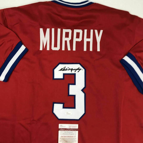 Autographed/Signed DALE MURPHY Atlanta Red Baseball Jersey JSA COA Auto