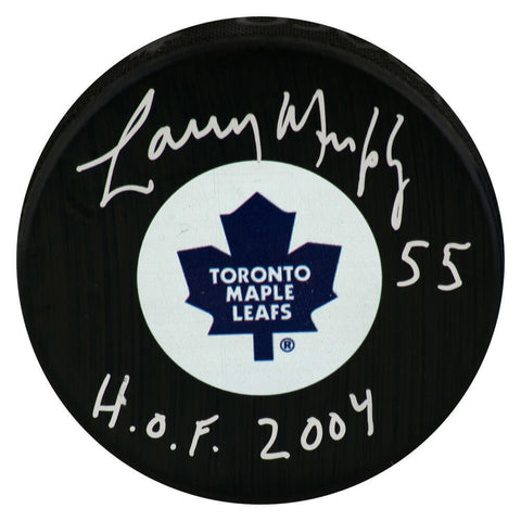 Larry Murphy Signed Maple Leafs Logo Hockey Puck w/HOF 2004 - (SCHWARTZ COA)