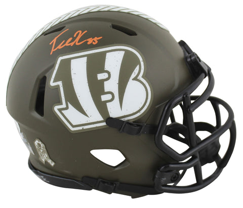 Bengals Tee Higgins Signed Salute To Service Speed Mini Helmet BAS Witnessed