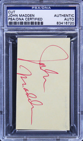 Raiders John Madden Authentic Signed 2x3.5 Cut Signature PSA/DNA Slabbed