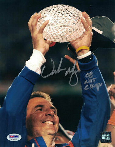 Urban Meyer Autographed/Signed Florida Gators 8x10 Photo Natl Champs PSA 26973