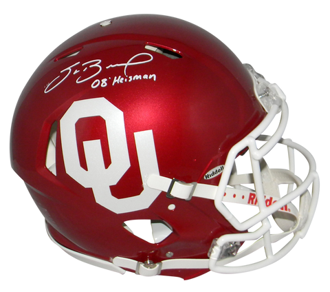 SAM BRADFORD SIGNED OKLAHOMA SOONERS FULL SIZE SPEED AUTHENTIC HELMET W/ HEISMAN