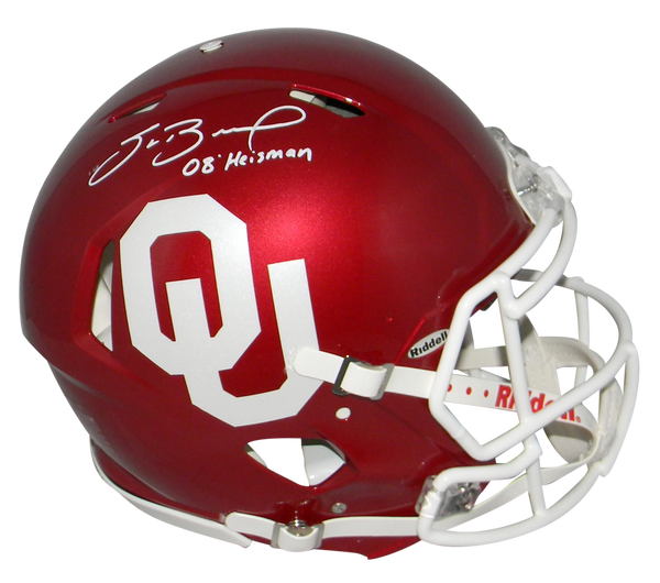 SAM BRADFORD SIGNED OKLAHOMA SOONERS FULL SIZE SPEED AUTHENTIC HELMET W/ HEISMAN