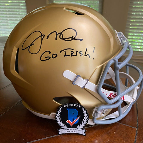 JOE MONTANA AUTOGRAPHED SIGNED NOTRE DAME FS REPLICA HELMET W/ GO IRISH BECKETT