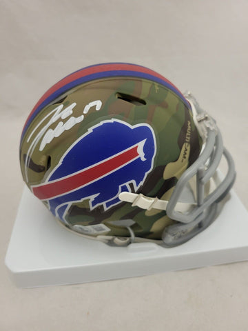 JOSH ALLEN SIGNED BUFFALO BILLS CAMO SPEED MINI HELMET BECKETT QR CODE