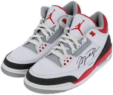 Michael Jordan Bulls Signed 2013 Nike Air Jordan 3 Fire Red Sneaker BAS+UDA