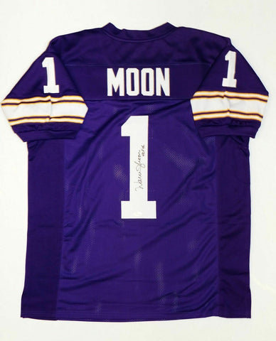 Warren Moon Autographed Purple Pro Style Jersey With HOF- JSA Witnessed Auth