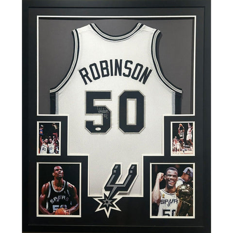 David Robinson Autographed Signed Framed White San Antonio Spurs Jersey JSA