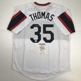 Autographed/Signed FRANK THOMAS Chicago Retro White Baseball Jersey JSA COA Auto