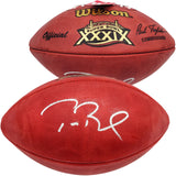 Tom Brady Autographed NFL Leather SB XXXIX Logo Football Fanatics AA0104078