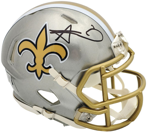 ALVIN KAMARA AUTOGRAPHED SAINTS FLASH GRAY MINI HELMET BECKETT WITNESS 224756