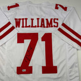 Autographed/Signed Trent Williams San Francisco White Jersey Beckett BAS COA