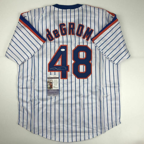 Autographed/Signed JACOB DEGROM New York Pinstripe Baseball Jersey JSA COA Auto