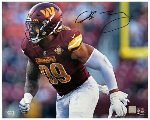 Chase Young Signed Commanders Pass Rush Action 16x20 Photo - (Fanatics COA)