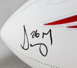 Sony Michel Signed New England Patriots Logo Football w/ SB Champs- Beckett Auth