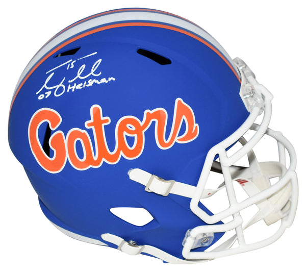 TIM TEBOW AUTOGRAPHED FLORIDA GATORS BLUE FULL SIZE SPEED HELMET W/ 07 HEISMAN