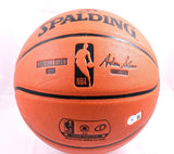 Kareem Abdul-Jabbar Magic Johnson Signed Spalding NBA Basketball w/HOF-Beckett W