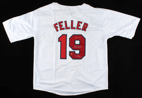 Bob Feller Signed Cleveland Indians Jersey "HOF 62" & "48 Champs" (CAS COA)