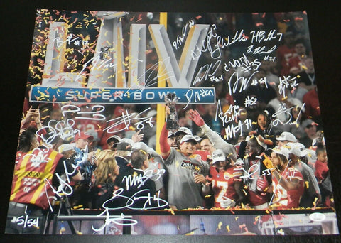 PATRICK MAHOMES TRAVIS KELCE HILL REID CHIEFS SUPER BOWL TEAM SIGNED 16x20 PHOTO