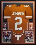 FRAMED TEXAS LONGHORNS ROSCHON JOHNSON AUTOGRAPH SIGNED JERSEY BECKETT HOLO