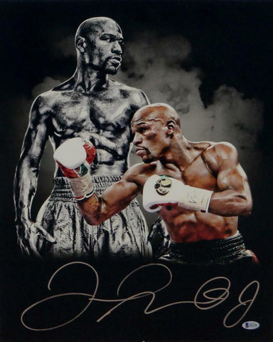 Floyd Mayweather Signed 16x20 Double Image White Gloves Photo- Beckett Auth