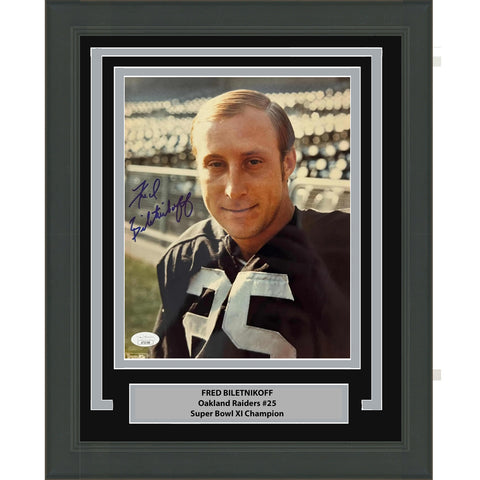 Framed Autographed/Signed Fred Biletnikoff Oakland Raiders 8x10 Photo JSA COA #2