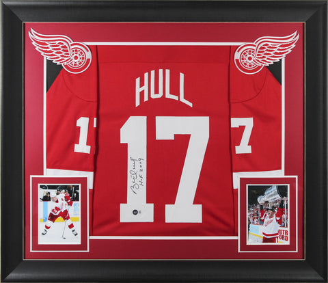 Brett Hull "HOF 2009" Authentic Signed Red Pro Style Framed Jersey BAS Witnessed