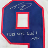 Framed Autographed/Signed Trevor Zegras 35x39 Team USA White Jersey JSA COA