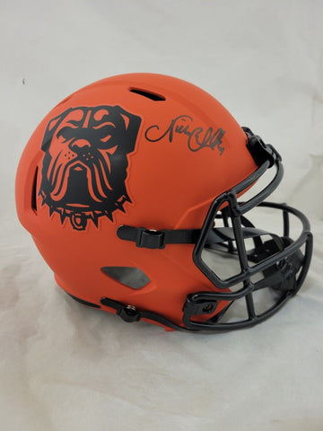 NICK CHUBB SIGNED CLEVELAND BROWNS RAVE SPEED REPLICA HELMET BECKETT QR