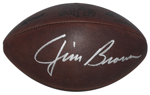 JIM BROWN SIGNED CLEVELAND BROWNS THROWBACK WILSON NFL DUKE FOOTBALL BECKETT