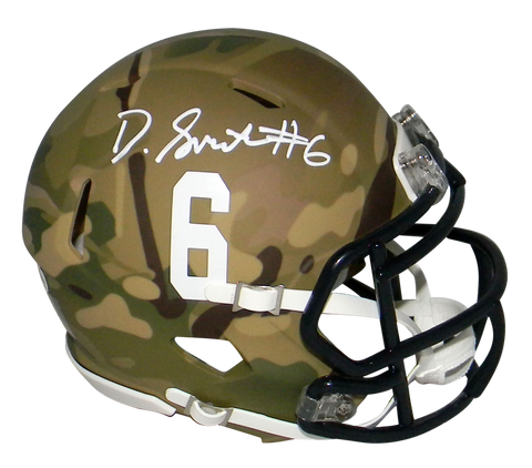 ALABAMA CRIMSON TIDE DEVONTA SMITH SIGNED CAMO SPEED MINI HELMET BECKETT