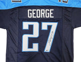 TENNESSEE TITANS EDDIE GEORGE AUTOGRAPHED BLUE JERSEY BECKETT BAS WITNESS 234537