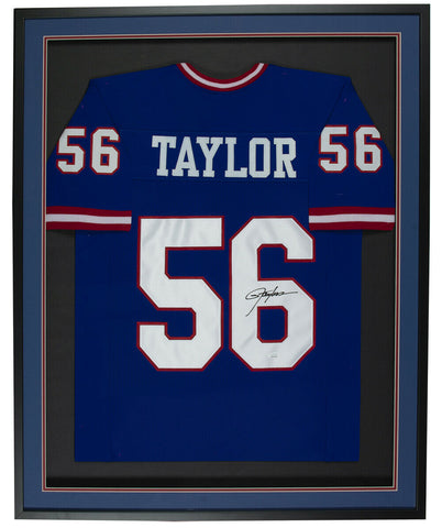 Lawrence Taylor Signed Framed 36x42 Custom Blue Pro Style Football Jersey JSA