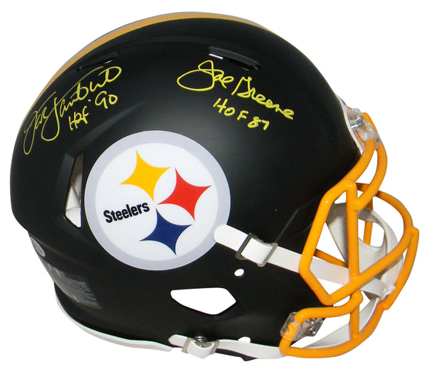 JOE GREENE & JACK LAMBERT SIGNED PITTSBURGH STEELERS FLAT BLACK AUTHENTIC HELMET