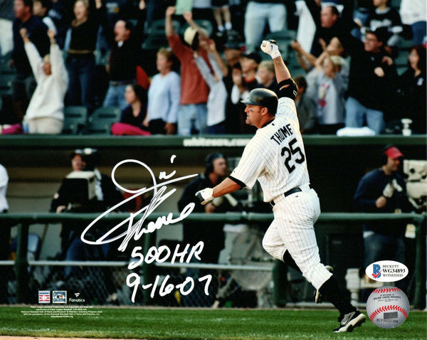 Jim Thome Signed White Sox 500th HR 8x10 Photo W/ 500 HR 9-16-07 Beckett