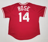 Pete Rose Signed Reds 1984 M&N Cooperstown Collection Red Jersey W/ Hit King BAS