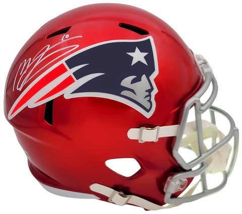 MAC JONES AUTOGRAPHED PATRIOTS FLASH RED FULL SIZE SPEED HELMET BECKETT 202962