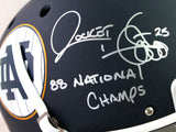 Rocket Ismail Autographed Notre Dame Blue FS Helmet *w mask - Beckett W *Silver