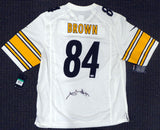 STEELERS ANTONIO BROWN AUTOGRAPHED SIGNED WHITE NIKE JERSEY XL BECKETT 126636