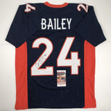 Autographed/Signed Champ Bailey Denver Blue Football Jersey JSA COA