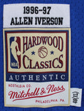 76ers Allen Iverson Authentic Signed Blue M&N HWC Authentic Jersey BAS Witnessed