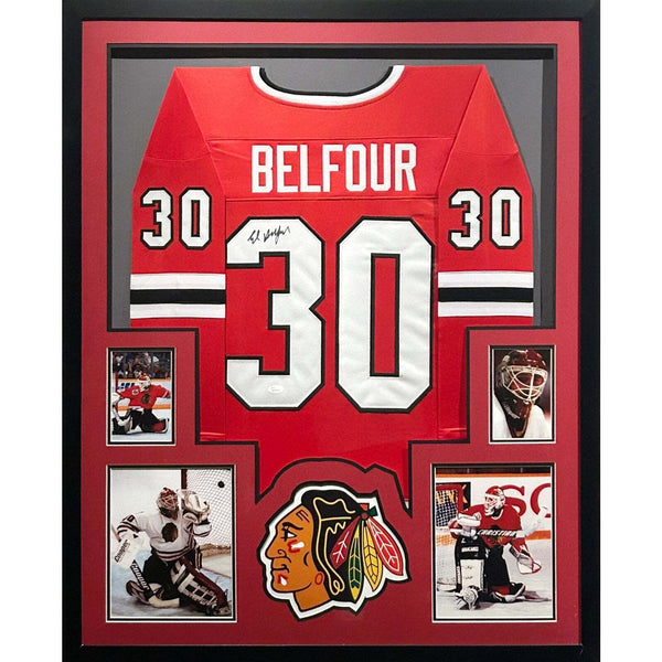 Ed Belfour Autographed Signed Framed Chicago Blackhawks Jersey JSA