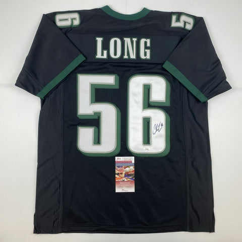 Autographed/Signed CHRIS LONG Philadelphia Black Football Jersey JSA COA Auto