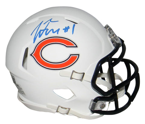 JUSTIN FIELDS AUTOGRAPHED SIGNED CHICAGO BEARS WHITE SPEED MINI HELMET BECKETT