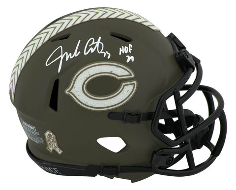 Jim Covert Signed Bears SALUTE Riddell Speed Mini Helmet w/HOF'20 (SCHWARTZ COA)