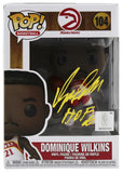 Hawks Dominique Wilkins Signed #104 Funko Pop Vinyl Figure w/ Yellow Sig BAS Wit