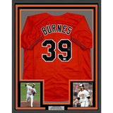 Framed Autographed/Signed Corbin Burnes 35x39 Baltimore Orange Jersey BAS COA