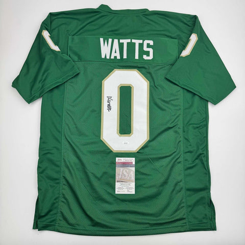 Autographed/Signed Xavier Watts Notre Dame Green College Football Jersey JSA COA